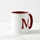 Personalized Monogram Modern Maroon White Mug Mok (Voorkant rechts)