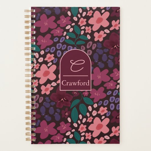 Personalized Monogram Moody Floral Planner (Voorkant)