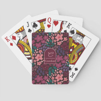 Personalized Monogram Moody Floral Playing Cards Pokerkaarten