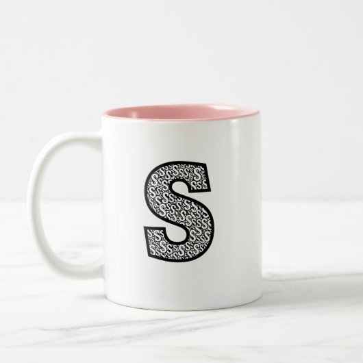 Personalized Monogram Mug  Minimalist Letter O Pat Tweekleurige Koffiemok (Links)