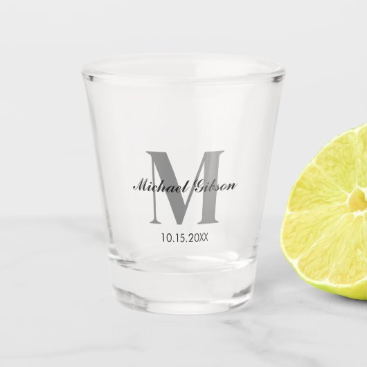 Personalized Monogram & Name for Groomsmen Shot Glas (Voorkant)