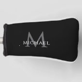 Personalized Monogram Name Initial Black Gray Golfheadcover (Voorkant)