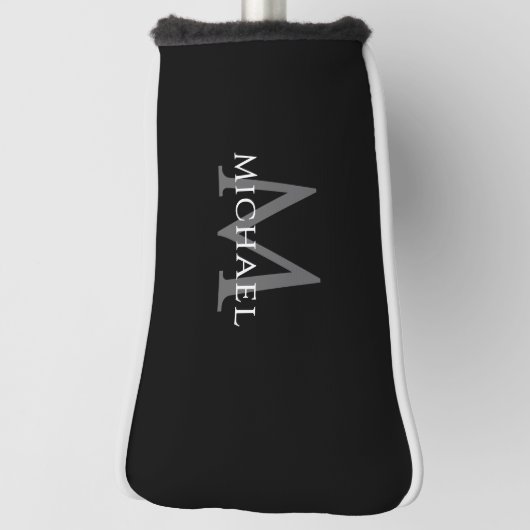 Personalized Monogram Name Initial Black Gray Golfheadcover (Draai 90)