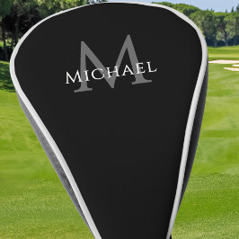 Personalized Monogram Name Initial Black Gray Golfheadcover