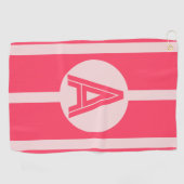 Personalized Monogram Pink Red Stripe Golfhanddoek (Horizontaal)