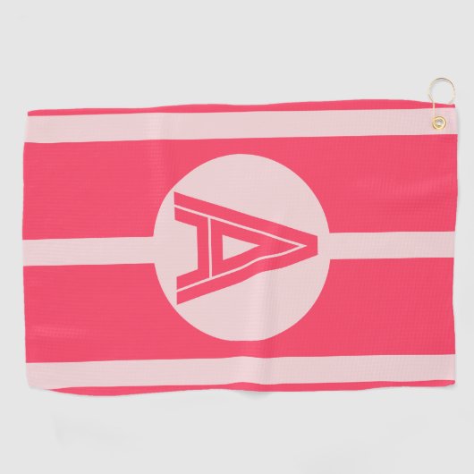 Personalized Monogram Pink Red Stripe Golfhanddoek (Horizontaal)