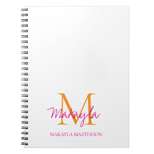 Personalized Monogram Pink Script Name  Notitieboek (Voorkant)