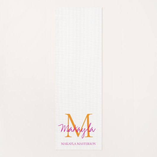 Personalized Monogram Pink Script Name  Yogamat (Voorkant)