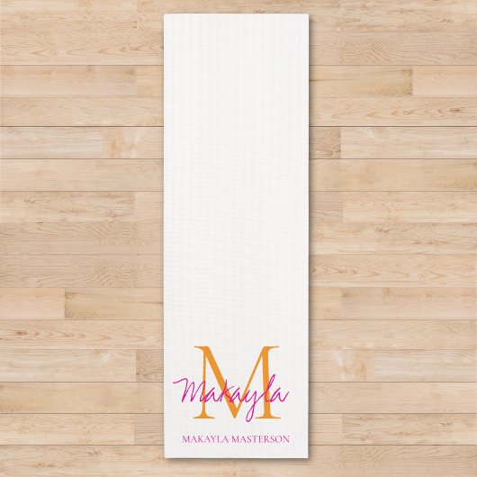 Personalized Monogram Pink Script Name  Yogamat