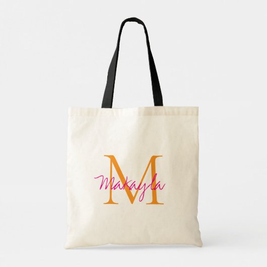 Personalized Monogram Pink Script Tote Bag (Achterkant)