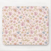 Personalized Monogram Pretty Vintage Floral Muismat (Voorkant)