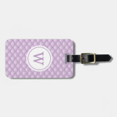 Personalized Monogram Purple Floral Pattern Bagagelabel (Voorkant horizontaal)
