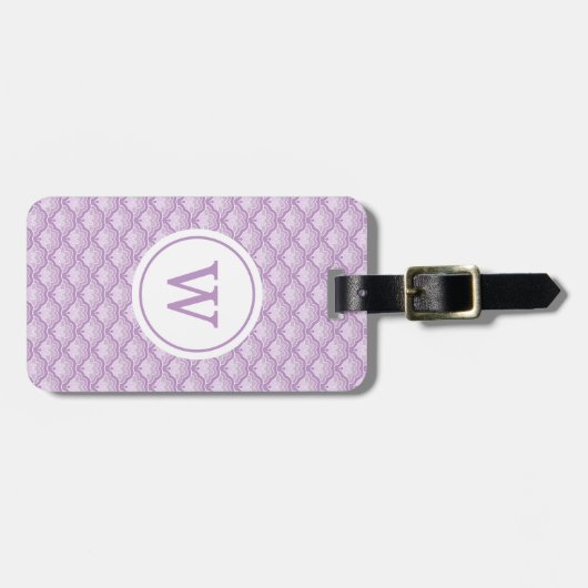 Personalized Monogram Purple Floral Pattern Bagagelabel (Voorkant horizontaal)