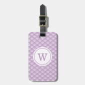 Personalized Monogram Purple Floral Pattern Bagagelabel (Voorkant verticaal)