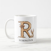 Personalized Monogram R Christmas Reindeer Holiday Koffiemok (Links)