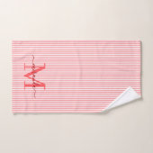 Personalized Monogram Red & White Stripes Bad Handdoek (Handdoek)
