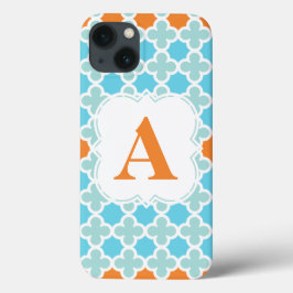 Personalized Monogram Retro Quatrefoil Pattern iPhone 13 Hoesje