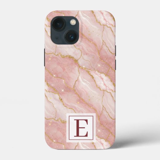Personalized Monogram Rose Quartz Gold Case-Mate iPhone Case (Achterkant)