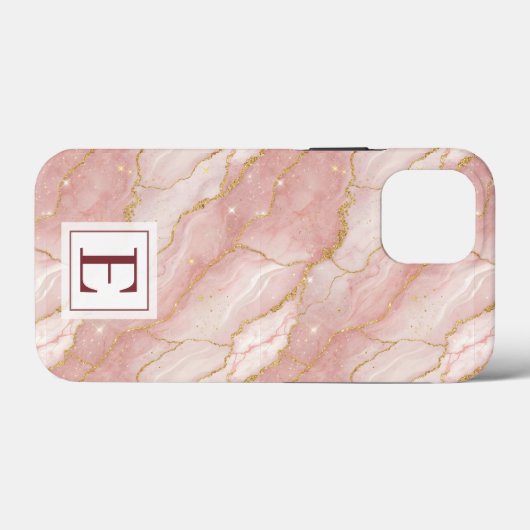 Personalized Monogram Rose Quartz Gold Case-Mate iPhone Case (Achterkant (horizontaal))