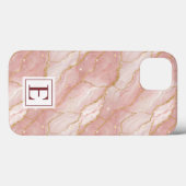 Personalized Monogram Rose Quartz Gold Case-Mate iPhone Case (Achterkant (horizontaal))