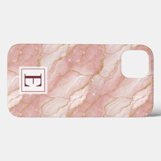 Personalized Monogram Rose Quartz Gold Case-Mate iPhone Case (Achterkant (horizontaal))