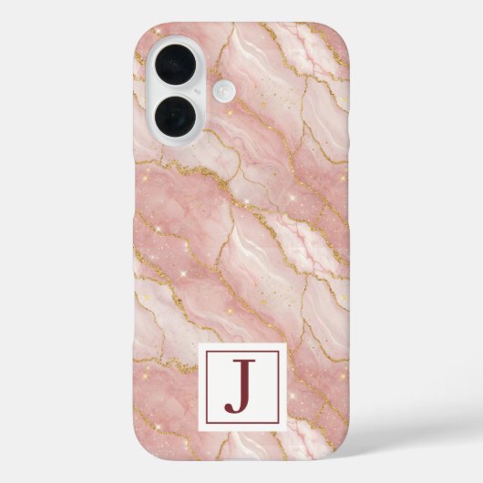 Personalized Monogram Rose Quartz Gold Case-Mate iPhone Case (Achterkant)