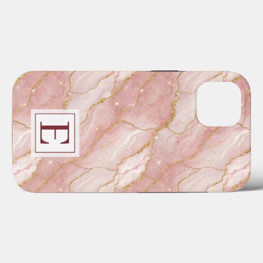 Personalized Monogram Rose Quartz Gold Case-Mate iPhone Case (Achterkant (horizontaal))