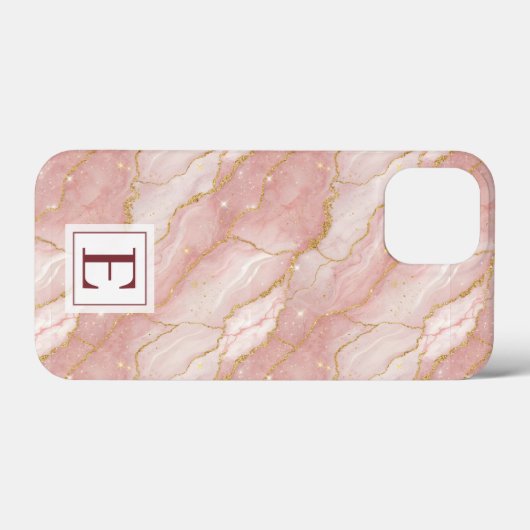 Personalized Monogram Rose Quartz Gold Case-Mate iPhone Case (Achterkant (horizontaal))