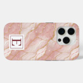 Personalized Monogram Rose Quartz Gold Case-Mate iPhone Case (Achterkant (horizontaal))