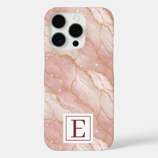 Personalized Monogram Rose Quartz Gold Case-Mate iPhone Case (Achterkant)