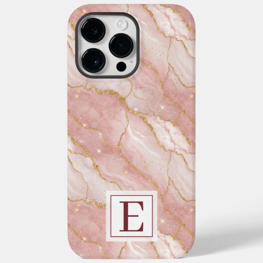 Personalized Monogram Rose Quartz Gold Case-Mate iPhone Case (Achterkant)