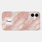 Personalized Monogram Rose Quartz Gold iPhone Hoesje (Achterkant horizontaal)