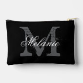 Personalized monogram small black cosmetic bag etui (Achterkant)