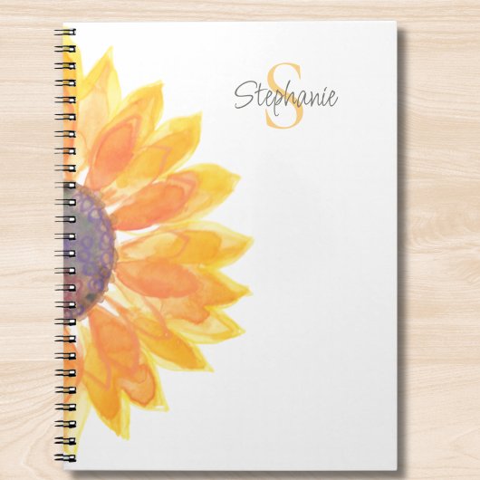 Personalized Monogram Sunflower  Notitieboek