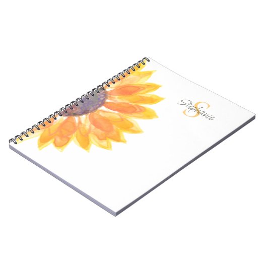 Personalized Monogram Sunflower  Notitieboek (Linkerzijde)