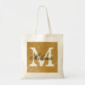 Personalized monogram tote bag | faux gold glitter (Voorkant)