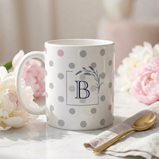 Personalized Monogram Wedding Favors – Pink & Grey Koffiemok