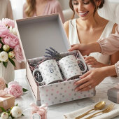 Personalized Monogram Wedding Favors – Pink & Grey Koffiemok