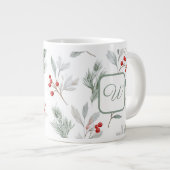 Personalized Monogram Winter Foliage Coffee Mug Grote Koffiekop (Voorkant rechts)