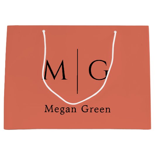 Personalized Monogram with Name Terracotta Groot Cadeauzakje (Voorkant)