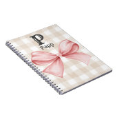 Personalized Monogrammed Gingham Coquette Bow Notitieboek (Rechterzijde)