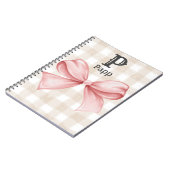 Personalized Monogrammed Gingham Coquette Bow Notitieboek (Linkerzijde)