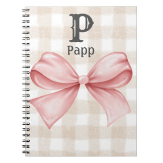 Personalized Monogrammed Gingham Coquette Bow Notitieboek
