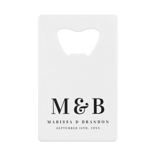 Personalized Monogrammed Initials Wedding Favors Creditkaart Flessenopener (Voorkant)