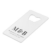 Personalized Monogrammed Initials Wedding Favors Creditkaart Flessenopener (Voorkant Gekanteld)