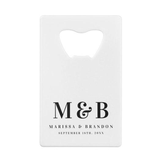 Personalized Monogrammed Initials Wedding Favors Creditkaart Flessenopener (Achterkant)