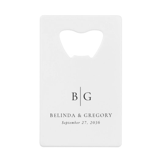 Personalized Monogrammed Initials Wedding Favors Creditkaart Flessenopener (Voorkant)