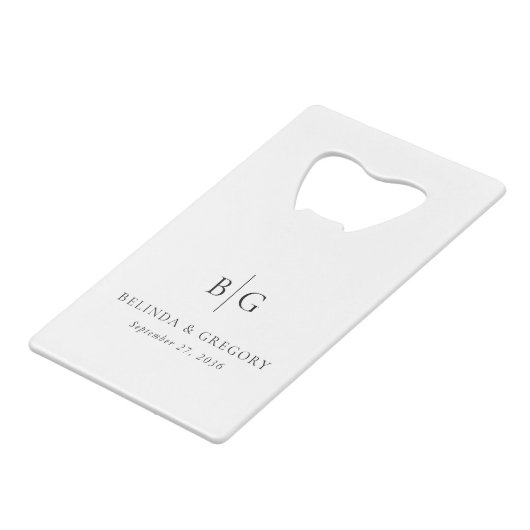 Personalized Monogrammed Initials Wedding Favors Creditkaart Flessenopener (Achterkant Gekanteld)