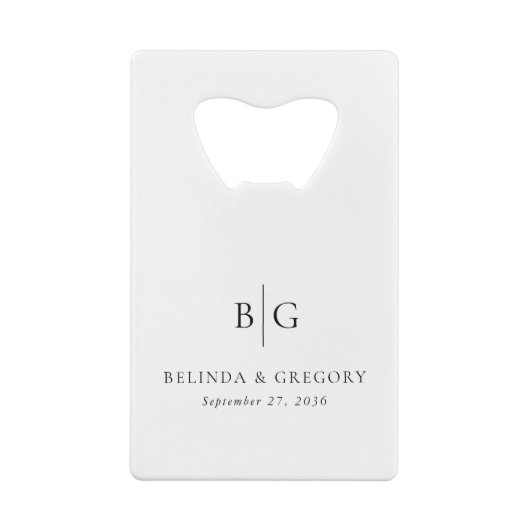 Personalized Monogrammed Initials Wedding Favors Creditkaart Flessenopener (Achterkant)