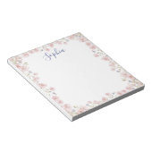 Personalized Monogrammed Pink Flowers Floral Notitieblok (Schuin)